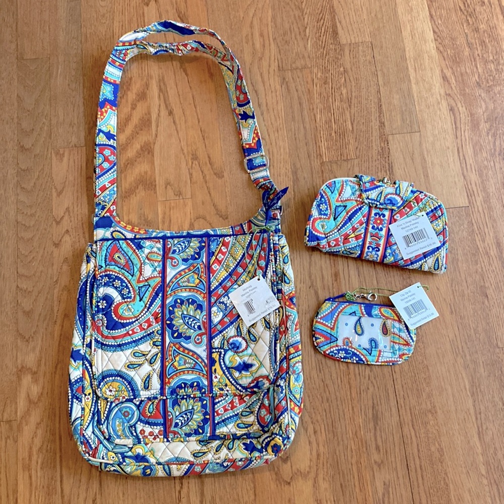 Vera Bradley Marina Paisley collection: Mailbag, KissNSnap Wallet, clipzip ID